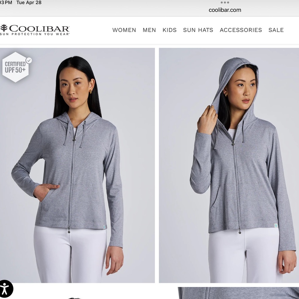 Coolibar Grey Seaside Zip Hoodie UPF 50